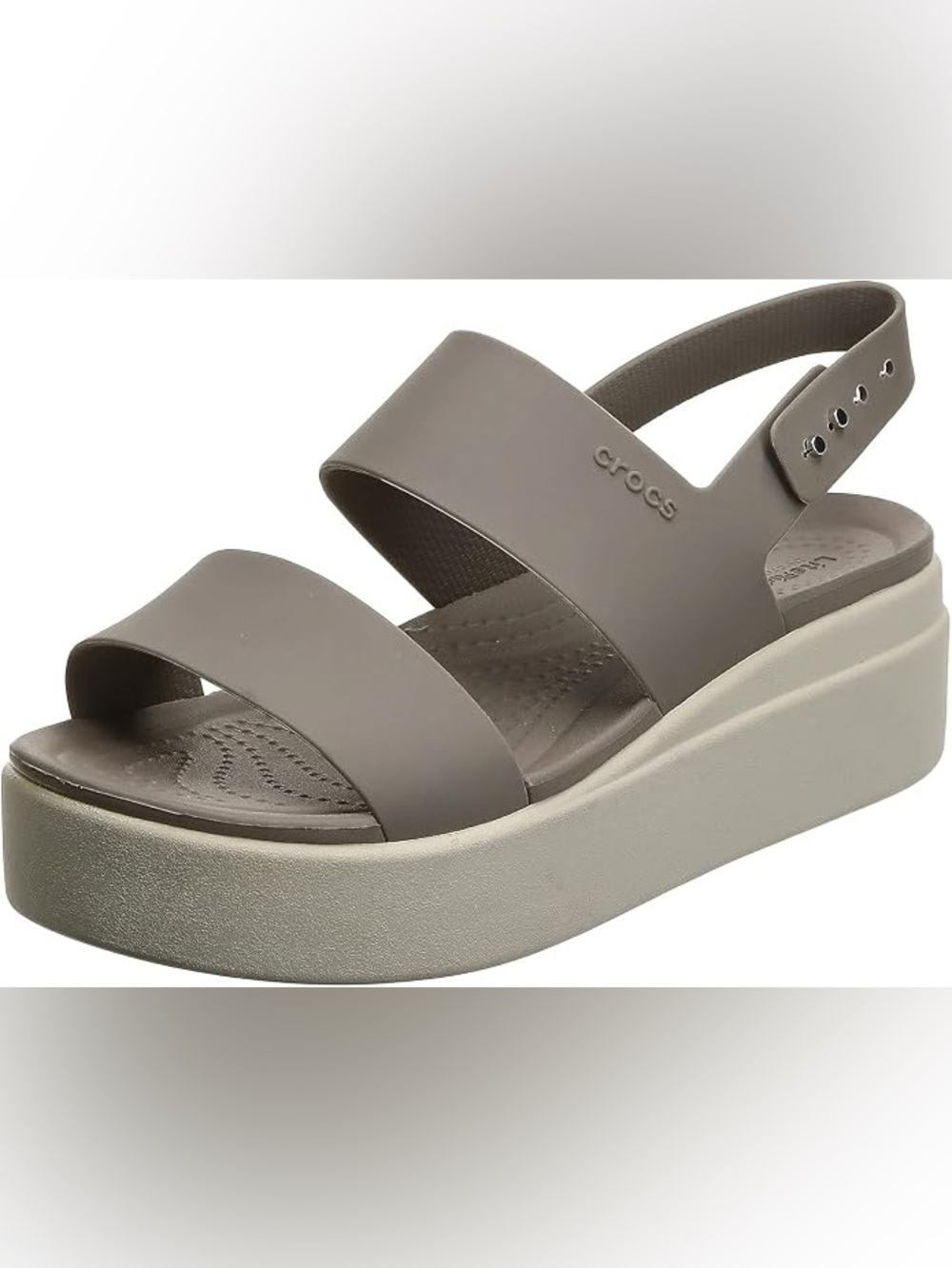 Crocs Brooklynn Low Wedge Sandal in Mushroom
